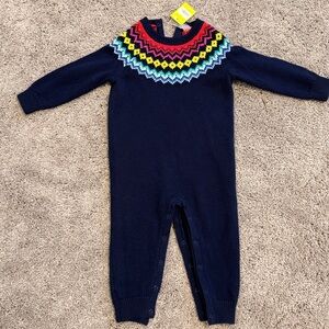 NWT primary baby rainbow fair isle romper